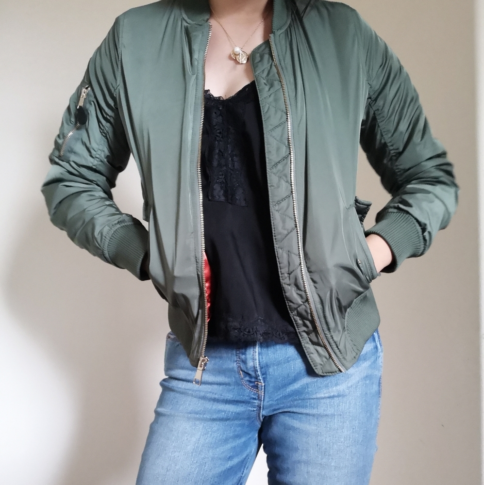 Bershka Green Bomber Jacket